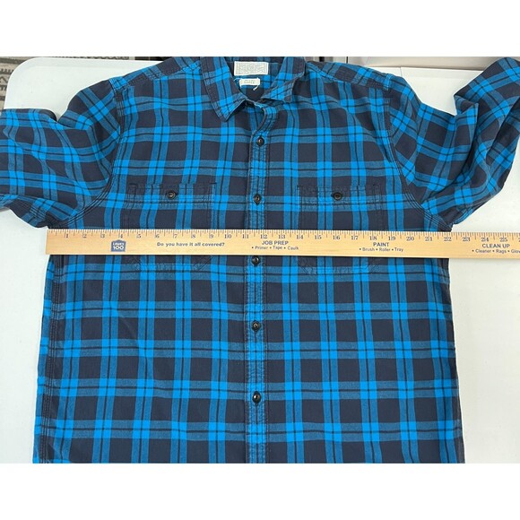 Lucky Brand Men's Blue Plaid Flannel Button Down Shirt 100% Cotton Size L - Picture 7 of 9